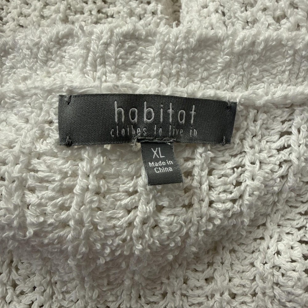 Habitat Sweater Womens XL White Knit Scoop Neck Long Sleeve Tunic Pocket - Picture 6 of 12